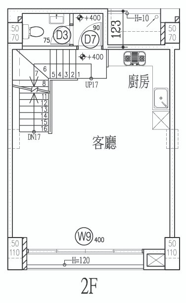 建案原格局,開放式廚房